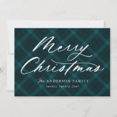 Blauwgroen geborsteld met penseelkerst zonder foto feestdagenkaart (Voorkant)