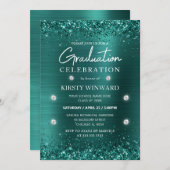 Blauwgroen geborsteld metaal en Afstuderen van Gli Kaart (Voorkant / Achterkant)