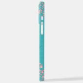 Blauwgroen geborsteld metaal Roos Gold Glitter Mon iPhone Hoesje (Linkerkant)