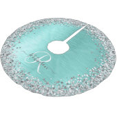 Blauwgroen geborsteld metaal Silver Glitter Monogr Kerstboom Rok (Gekanteld)