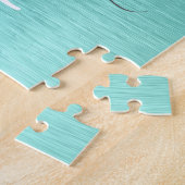 Blauwgroen geborsteld metaal Silver Glitter Monogr Legpuzzel (Zijkant)