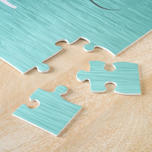 Blauwgroen geborsteld metaal Silver Glitter Monogr Legpuzzel (Zijkant)