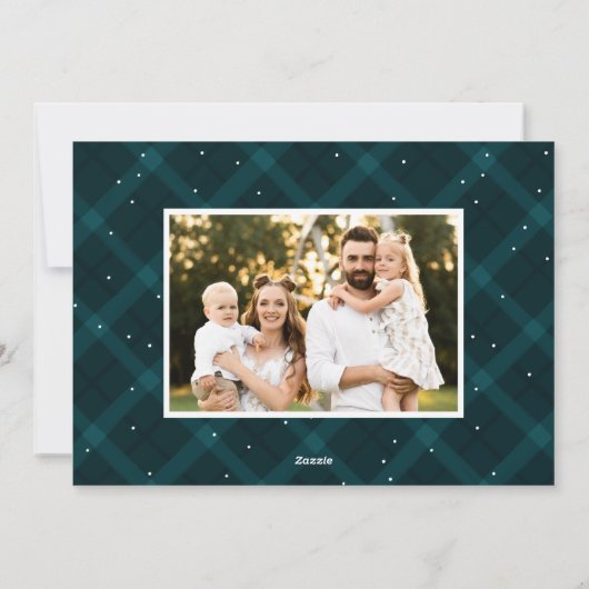 Blauwgroen geborsteld Speld 3 Foto Feestdagenkaart (Achterkant)