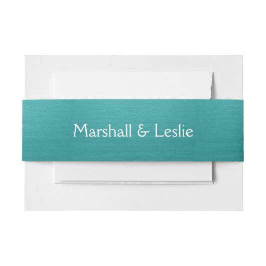 Blauwgroen geborsteld uitnodigingen wikkel (Voorkant Voorbeeld)