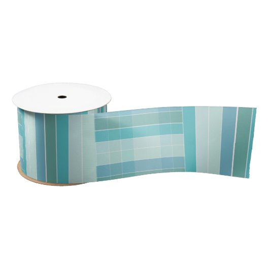 Blauwgroen Gecontroleerd en gestreept Cadeaubon Satijnen Lint (Spoel)