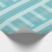 Blauwgroen Gecontroleerde en Striped Gift Wrap Cadeaupapier (Hoek)
