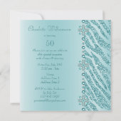 Blauwgroen gedrukte juwelen en Zebra Glitter 50e v Kaart (Achterkant)