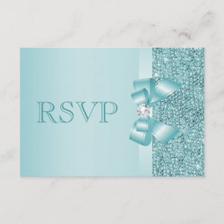 Blauwgroen gedrukte Sequins Wedding RSVP