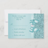 Blauwgroen gedrukte Sequins Wedding RSVP (Achterkant)