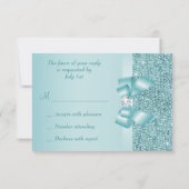 Blauwgroen gedrukte Sequins Wedding RSVP Kaartje (Achterkant)