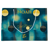 Blauwgroen & Geel Breeze Geometrische Grote Gesche Groot Cadeauzakje (Voorkant)