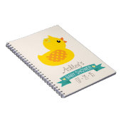 Blauwgroen & geel eendje, eend; Baby shower Notitieboek (Rechterzijde)