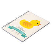 Blauwgroen & geel eendje, eend; Baby shower Notitieboek (Linkerzijde)