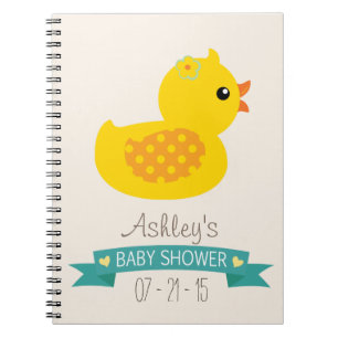 Blauwgroen & geel eendje, eend; Baby shower Notitieboek