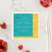 Blauwgroen geel huwelijk servet (Insitu)