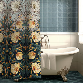 Blauwgroen Geel Pimpernel William Morris Floral Douchegordijn