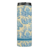  blauwgroen geel Toile de Jouy bedrukt Thermosbeker (Achterkant)