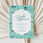 Blauwgroen Geel Tropisch Eiland Vrijgezellenfeest Kaart