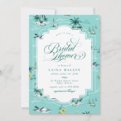 Blauwgroen Geel Tropisch Eiland Vrijgezellenfeest Kaart (Voorkant)