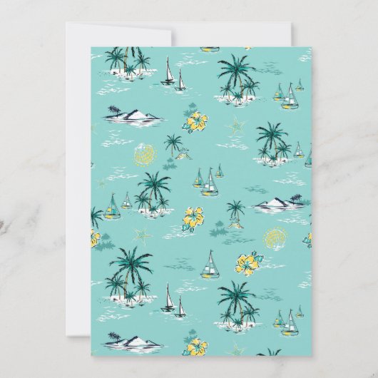 Blauwgroen Geel Tropisch Eiland Vrijgezellenfeest Kaart (Achterkant)