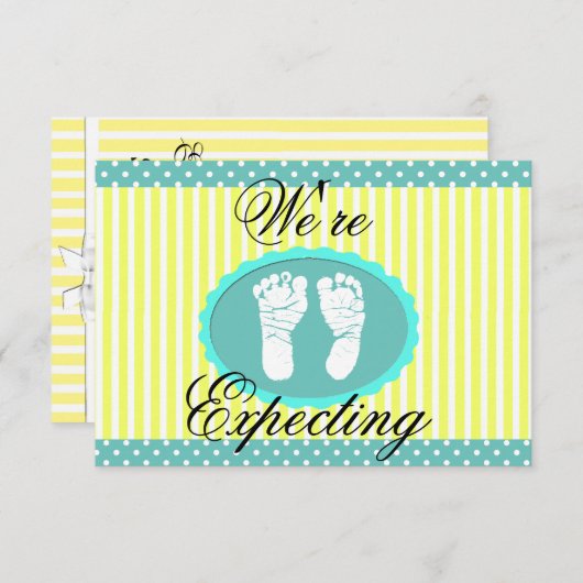 Blauwgroen & Geel "We verwachten" Aankondiging (Voorkant / Achterkant)