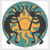 Blauwgroen Geel Zwart Zuidwest Kokopelli Tribal Su Sticker (Vel)