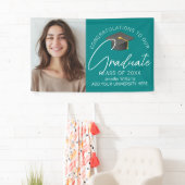 Blauwgroen Gefeliciteerd Afstudeerder Foto Afstude Spandoek (Insitu)