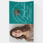 Blauwgroen Gefeliciteerd Afstudeerder Foto Afstude Spandoek (Verticaal)