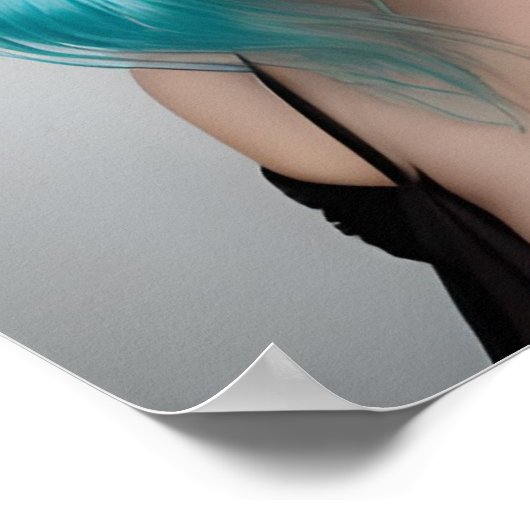 Blauwgroen gehuurde vrouw poster (Hoek)