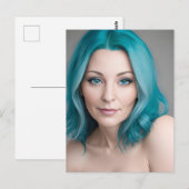 Blauwgroen gehuurde vrouw van 30 jaar en ouder briefkaart (Voorkant / Achterkant)