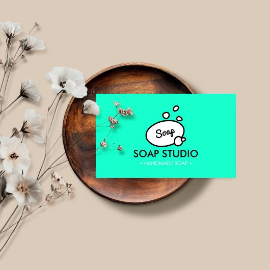 Blauwgroen geïllustreerde zeep visitekaartje