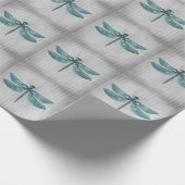 Blauwgroen gejuwelde libel cadeaupapier (Hoek)