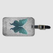 Blauwgroen gejuwelde vlinder bagagelabel (Voorkant (horizontaal))