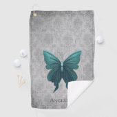 Blauwgroen gejuwelde vlinder golfhanddoek (Insitu)