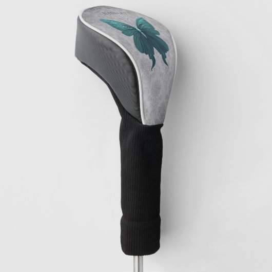 Blauwgroen gejuwelde vlinder golfheadcover (Schuin)