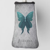Blauwgroen gejuwelde vlinder golfheadcover (Draai 90)