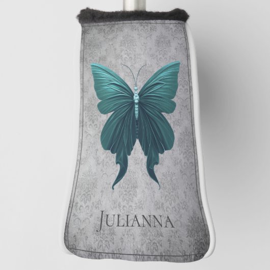 Blauwgroen gejuwelde vlinder golfheadcover (Draai 90)
