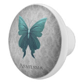 Blauwgroen gejuwelde vlinder keramische knop (Rechts)