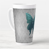 Blauwgroen gejuwelde vlinder latte mok (Linkerhoek)