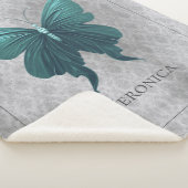 Blauwgroen gejuwelde vlinder sherpa deken (3/4)