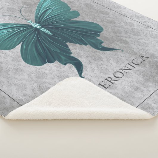 Blauwgroen gejuwelde vlinder sherpa deken (3/4)