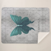 Blauwgroen gejuwelde vlinder sherpa deken (Voorkant (horizontaal))