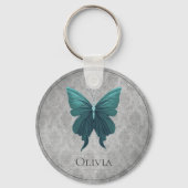 Blauwgroen gejuwelde vlinder sleutelhanger (Voorkant)