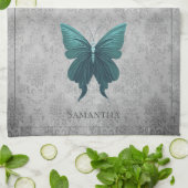 Blauwgroen gejuwelde vlinder theedoek (Gevouwen)