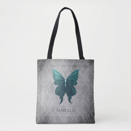 Blauwgroen gejuwelde vlinder tote bag (Voorkant)