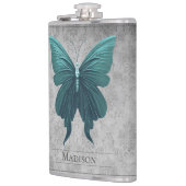 Blauwgroen gejuwelde vlinderfles heupfles (Links)