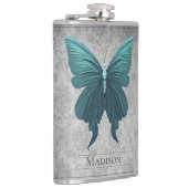 Blauwgroen gejuwelde vlinderfles heupfles (Rechts)