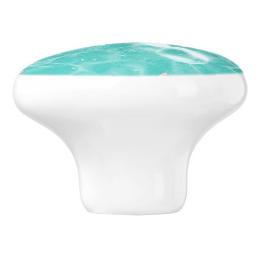 Blauwgroen gekantelde Zee Starfish & Bubbles Ocean Keramische Knop (Zijkant)