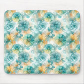 Blauwgroen gele alcoholinkt illustratie muismat (Voorkant)