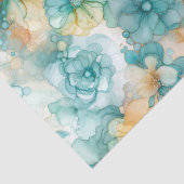 Blauwgroen Gele Alcoholinkt Illustratie Print Tissuepapier (Detail)